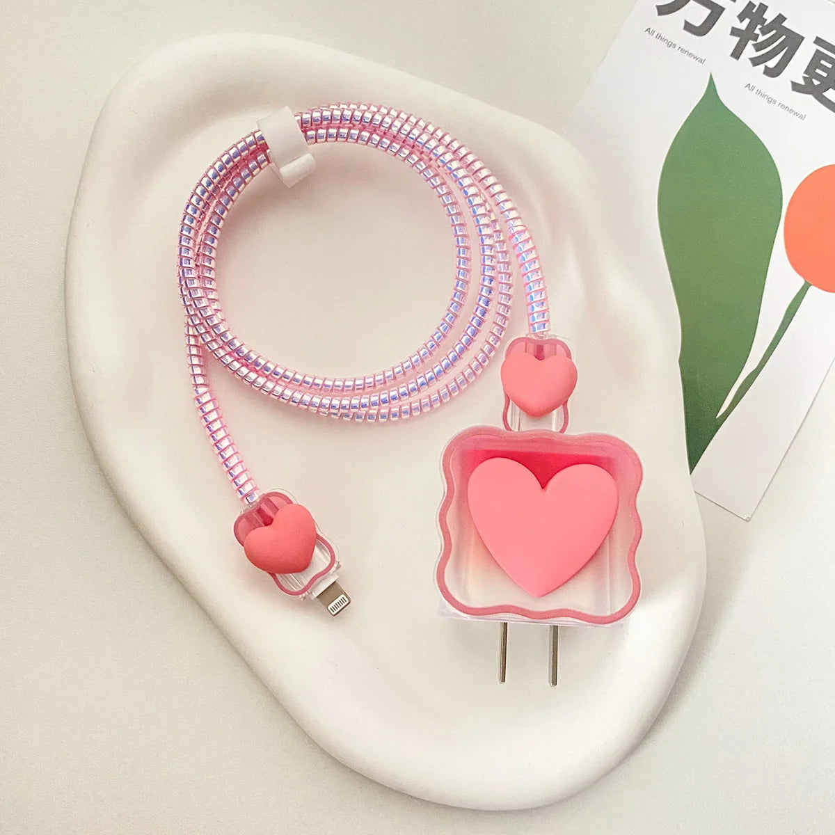 3D Love Charger Protector Cable Organiser for IPhone 15 14 13 12 Pro Max