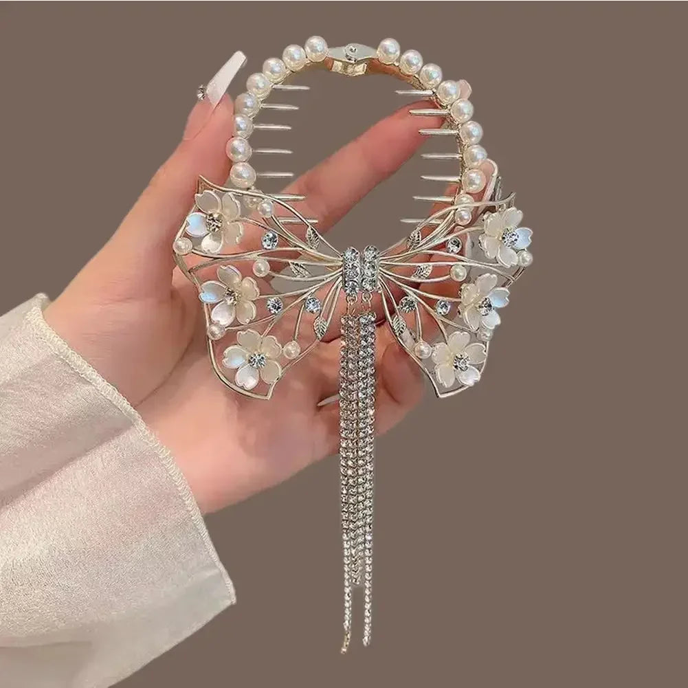 Flower Tassel Hair Clip Women
