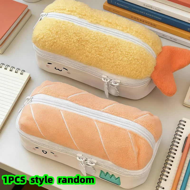 1 Piece of Randomly Designed Salmon and Shrimp-Shaped Pencil Case