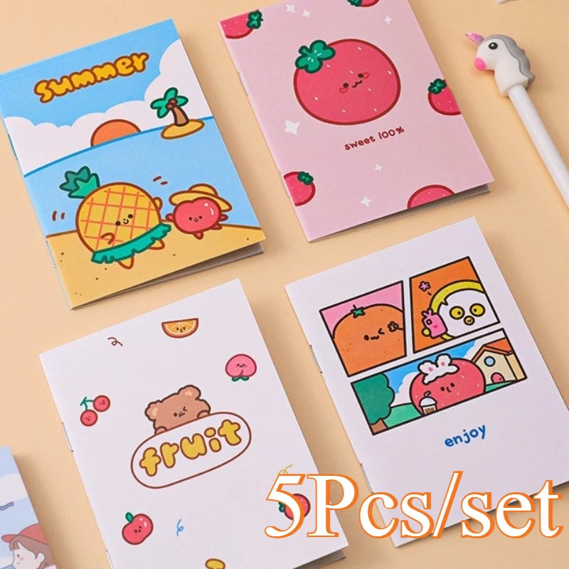 5Pcs Little Notebooks Anime Cartoon Notepad Planner Journal
