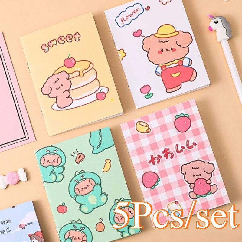 5Pcs Little Notebooks Anime Cartoon Notepad Planner Journal