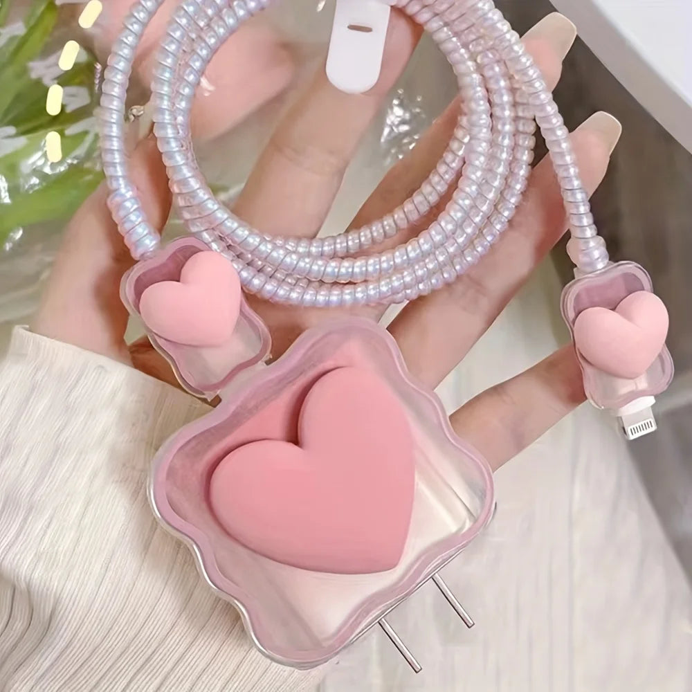 3D Love Charger Protector Cable Organiser for IPhone 15 14 13 12 Pro Max