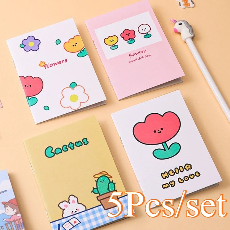 5Pcs Little Notebooks Anime Cartoon Notepad Planner Journal