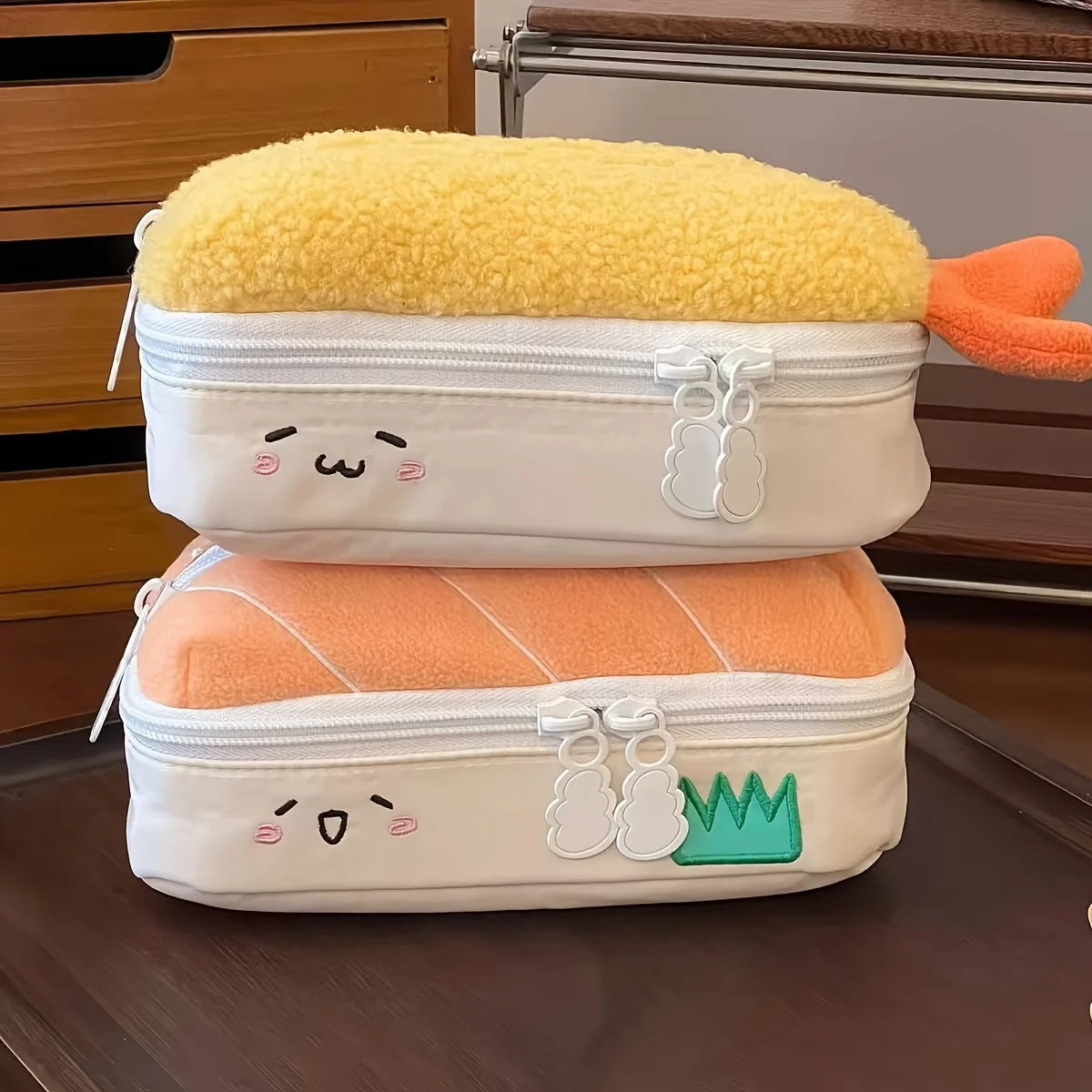 1 Piece of Randomly Designed Salmon and Shrimp-Shaped Pencil Case