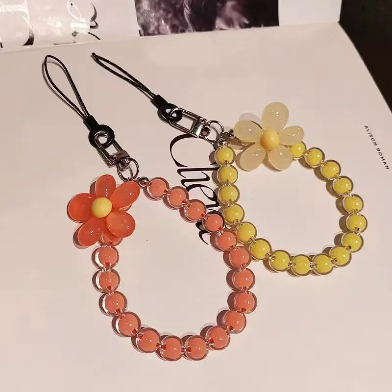 Colored bead petal Lanyard charm for IPhone