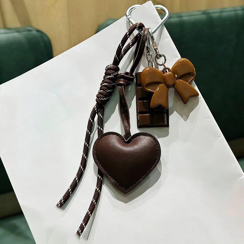 Trendy Heart Leather Keychain