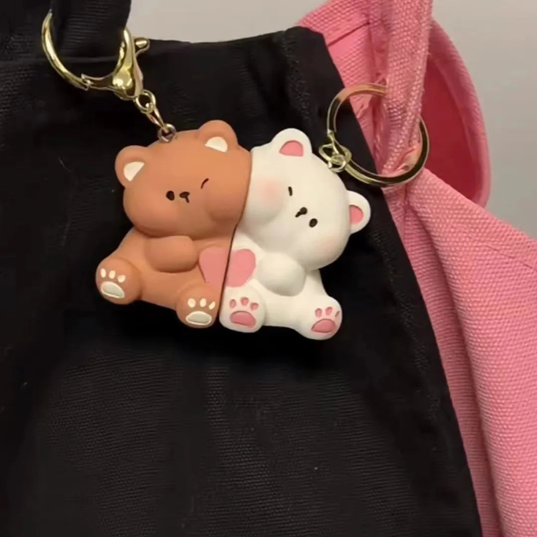 1Pair Cute Resin Bear Couple Magnetic Keychain