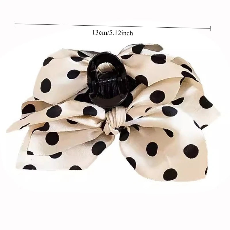 Soft Polka Dot Big Bow Clip for Women
