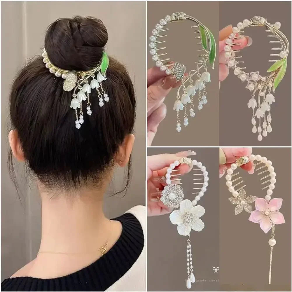 Flower Tassel Hair Clip Women
