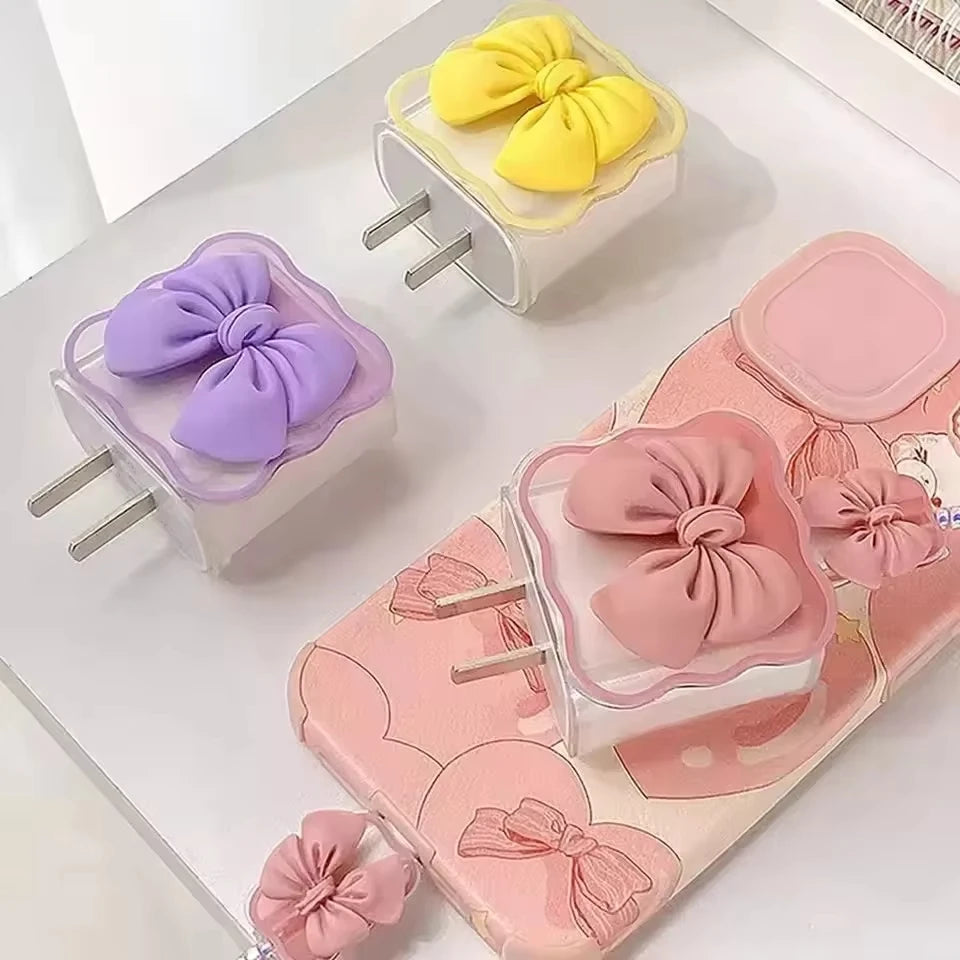 Cute Soft Silicone Charger Protector Cable Organiser For iPhone 17 16 15 14 13 18W 20W US Charging Protection Cover Cable Winder