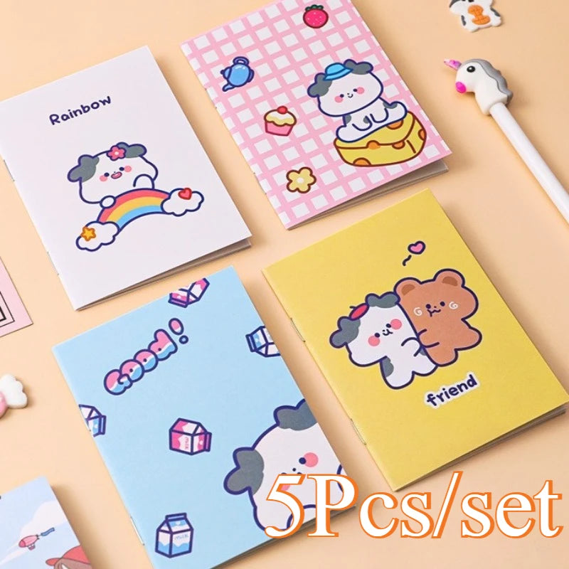 5Pcs Little Notebooks Anime Cartoon Notepad Planner Journal