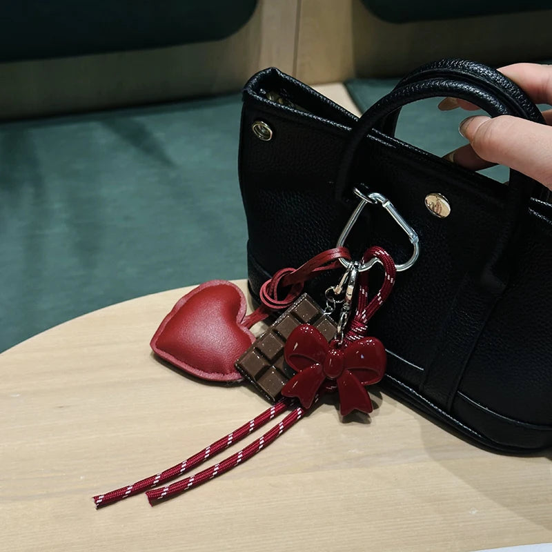 Trendy Heart Leather Keychain