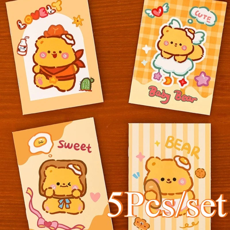 5Pcs Little Notebooks Anime Cartoon Notepad Planner Journal