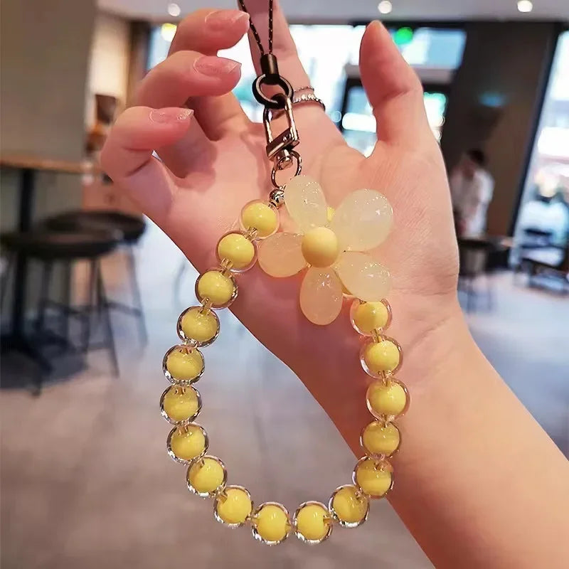Colored bead petal Lanyard charm for IPhone