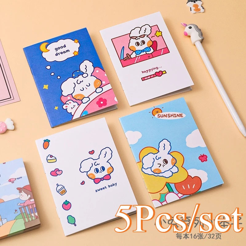 5Pcs Little Notebooks Anime Cartoon Notepad Planner Journal