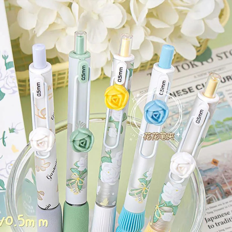 5Pcs Creative Rose Series 0.5mm Gel Pen Set